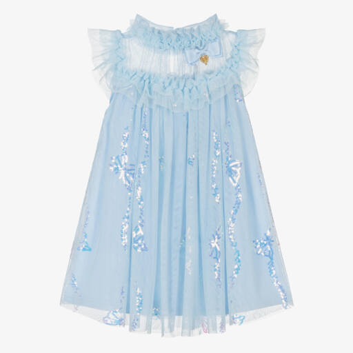 Angel's Face-Girls Blue Tulle Sequin Butterfly Dress | Childrensalon Outlet