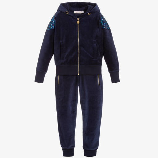 Angel's Face-Girls Blue Velour Tracksuit | Childrensalon Outlet