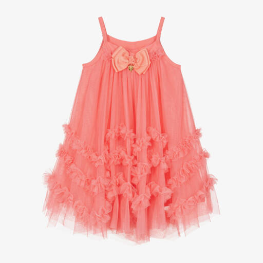 Angel's Face-Girls Coral Pink Tulle Dress | Childrensalon Outlet