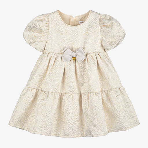 Angel's Face-Girls Gold Jacquard Tiered Dress | Childrensalon Outlet