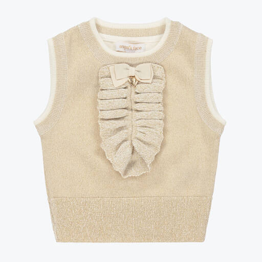 Angel's Face-Girls Gold Knitted Cotton Top | Childrensalon Outlet