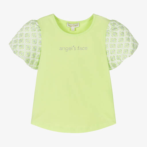 Angel's Face-Girls Green Cotton Brocade Top | Childrensalon Outlet