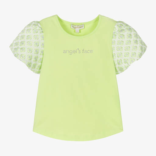 Angel's Face-توب قطن بروكاد لون أخضر للبنات | Childrensalon Outlet