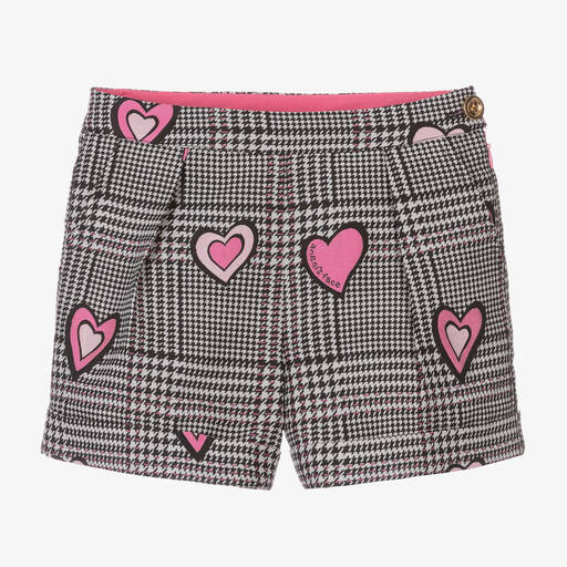 Angel's Face-Girls Grey & Pink Check Heart Shorts | Childrensalon Outlet
