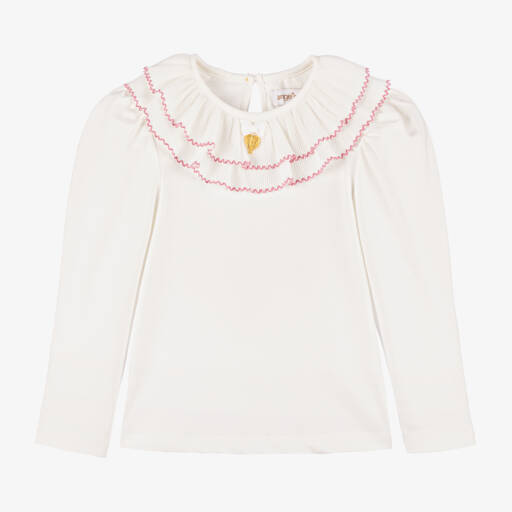 Angel's Face-توب بياقة قطن لون عاجي للبنات | Childrensalon Outlet