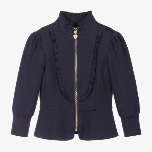 Angel's Face-Girls Navy Blue Ruffle Jacket | Childrensalon Outlet
