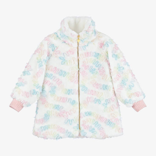 Angel's Face-معطف فرو صناعي وتول لون أبيض للبنات | Childrensalon Outlet