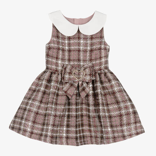 Angel's Face-Розово-бежевое платье в гусиную лапку | Childrensalon Outlet