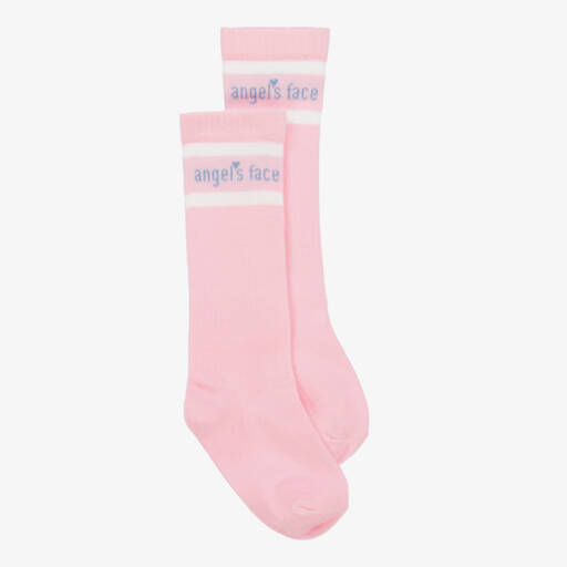 Angel's Face-Girls Pink Cotton Rich Long Socks | Childrensalon Outlet