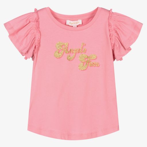 Angel's Face-T-shirt rose en coton Fille | Childrensalon Outlet