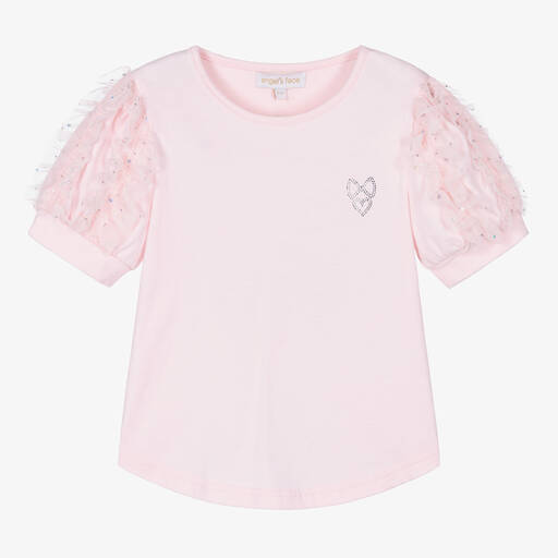 Angel's Face-Girls Pink Cotton & Tulle Frill T-Shirt | Childrensalon Outlet