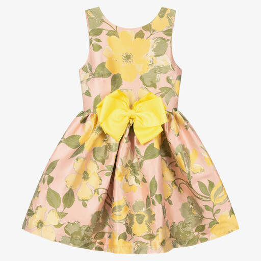 Angel's Face-Розовое жаккардовое платье с цветами | Childrensalon Outlet