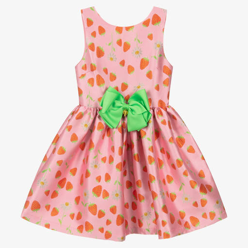 Angel's Face-Розовое жаккардовое платье с клубникой | Childrensalon Outlet