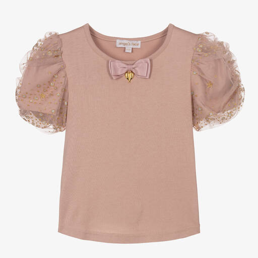Angel's Face-Girls Pink Tulle Sleeve T-Shirt | Childrensalon Outlet