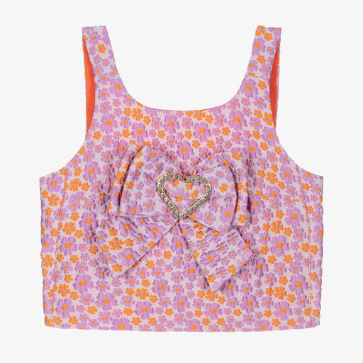 Angel's Face-Girls Purple Brocade Cropped Blouse | Childrensalon Outlet