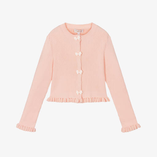 Angel's Face-Girls Ribbed Peach Cotton Cardigan | Childrensalon Outlet