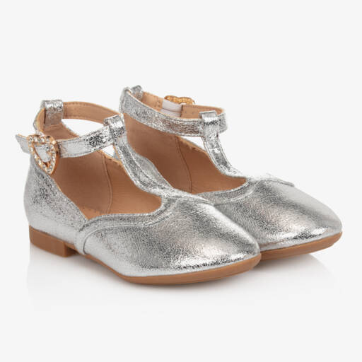 Angel's Face-Girls Silver Metallic T-Bar Shoes | Childrensalon Outlet