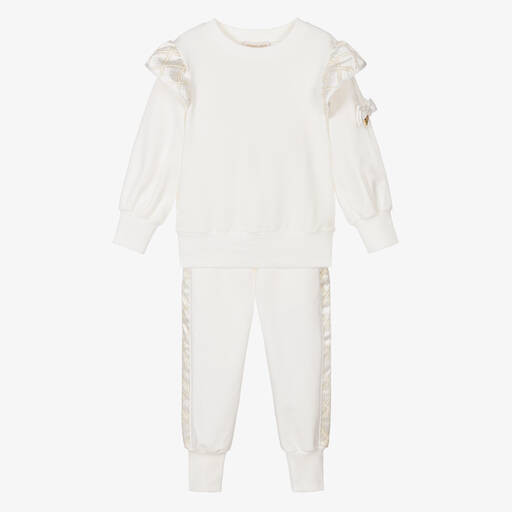 Angel's Face-Girls White Cotton Tracksuit | Childrensalon Outlet