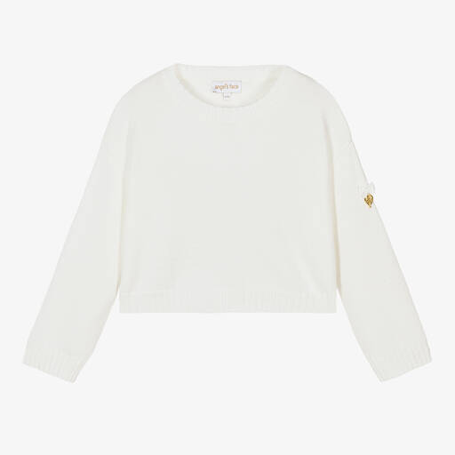Angel's Face-Girls White Knit Diamanté Butterfly Sweater | Childrensalon Outlet
