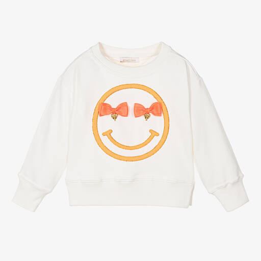 Angel's Face-Girls White & Neon Orange Smile Sweatshirt | Childrensalon Outlet