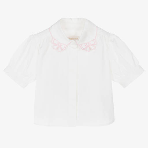 Angel's Face-Girls White & Pink Cotton Blouse | Childrensalon Outlet