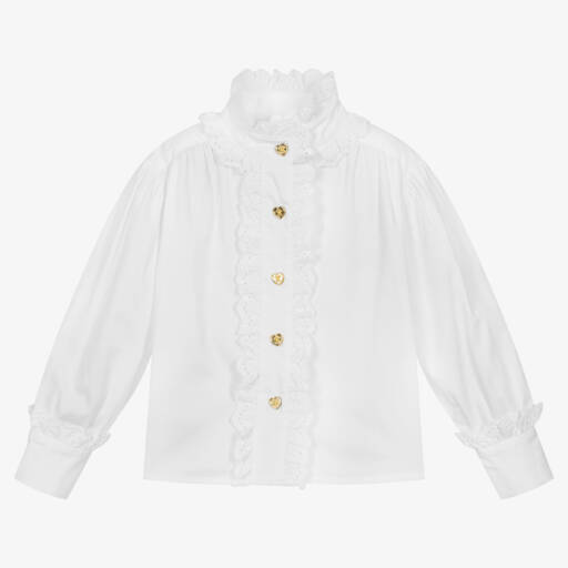 Angel's Face-Girls White Ruffled Cotton Blouse | Childrensalon Outlet