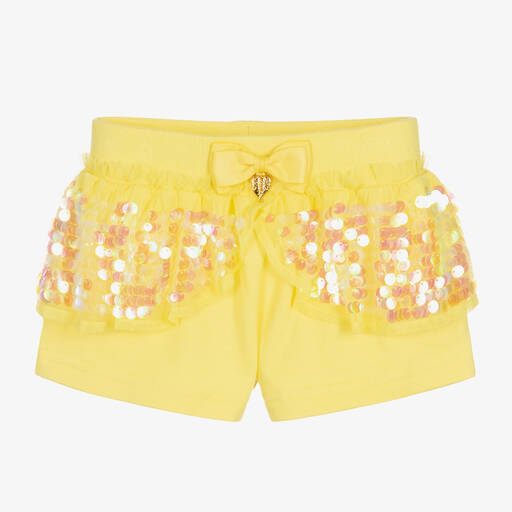 Angel's Face-Girls Yellow Cotton Sequin Shorts | Childrensalon Outlet