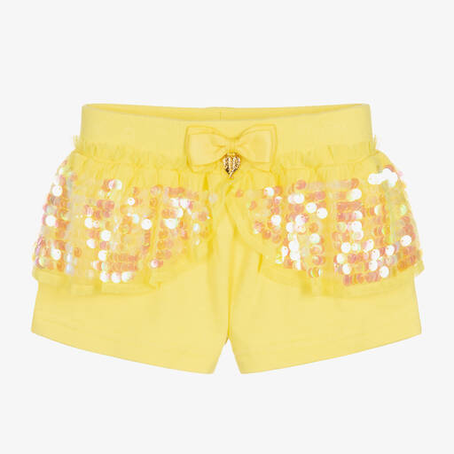 Angel's Face-Gelbe Baumwollshorts mit Pailletten | Childrensalon Outlet