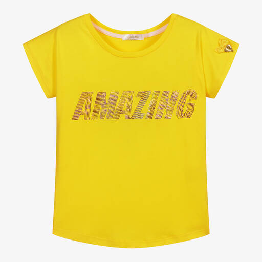 Angel's Face-Girls Yellow Cotton T-Shirt  | Childrensalon Outlet