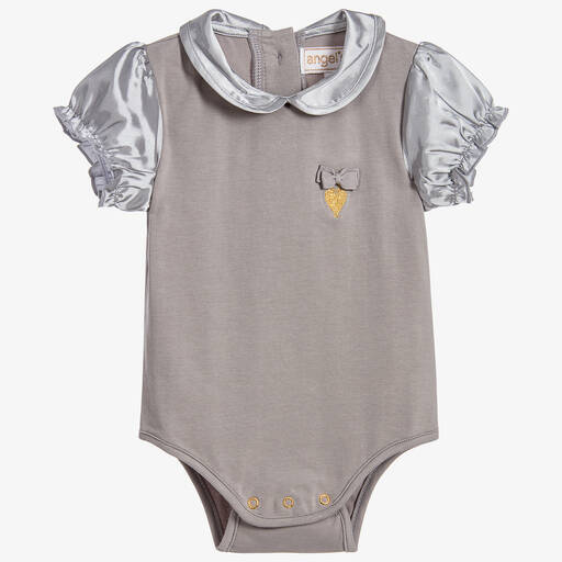 Angel's Face-Grey Cotton Bodysuit | Childrensalon Outlet