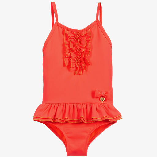 Angel's Face-Orange Frill Swimsuit (UPF50+) | Childrensalon Outlet