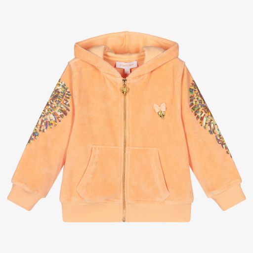 Angel's Face-Orange Velour Wings Zip-Up Top | Childrensalon Outlet
