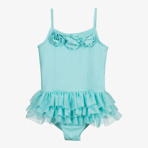 Angel's Face-Maillot de bain bleu à volants et à fleurs exclusif Ado | Childrensalon Outlet