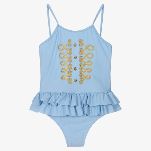 Angel's Face-Teen Blue Frill Swimsuit | Childrensalon Outlet