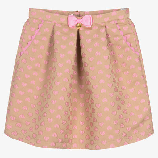 Angel's Face-Teen Girls Beige & Pink Hearts Skirt | Childrensalon Outlet