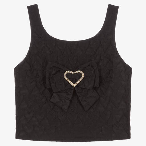 Angel's Face-Teen Girls Black Jacquard Heart Top | Childrensalon Outlet