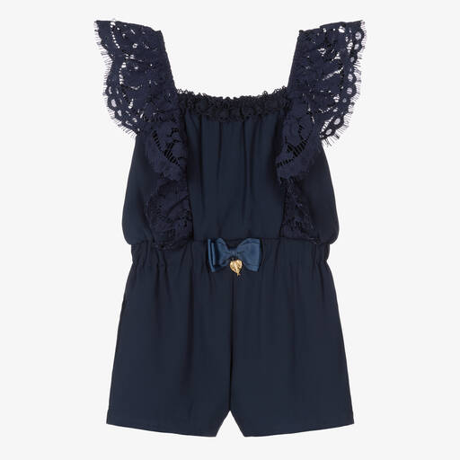 Angel's Face-Teen Girls Blue Crêpe & Lace Playsuit | Childrensalon Outlet