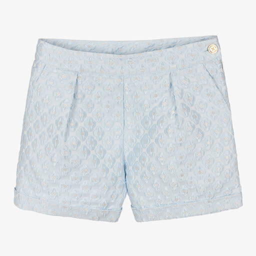 Angel's Face-Голубые шорты из парчи с цветочным узором | Childrensalon Outlet