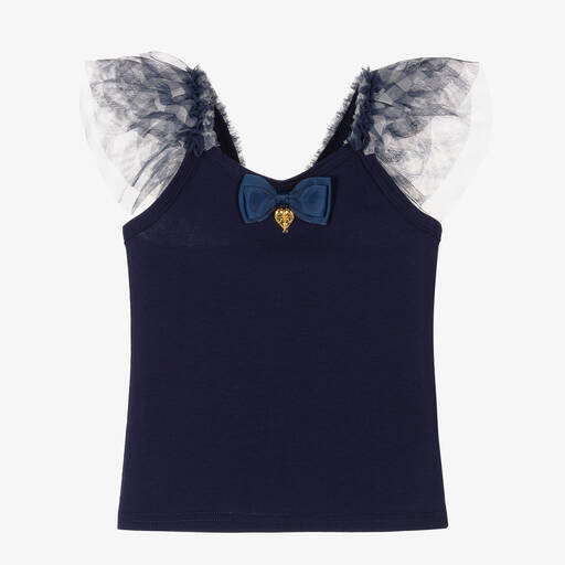 Angel's Face-Teen Girls Navy Blue Gingham Tulle Top | Childrensalon Outlet