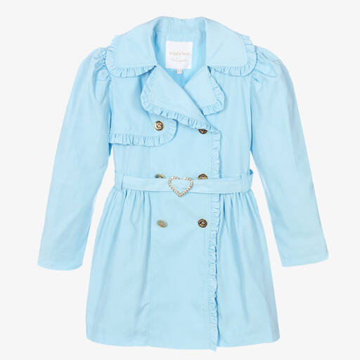 Angel's Face-Teen Girls Pale Blue Ruffle Trench Coat | Childrensalon Outlet