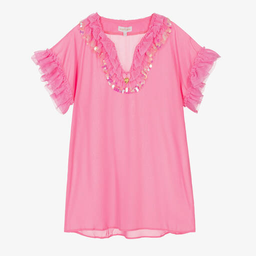 Angel's Face-Teen Girls Pink Chiffon Sequined Kaftan | Childrensalon Outlet