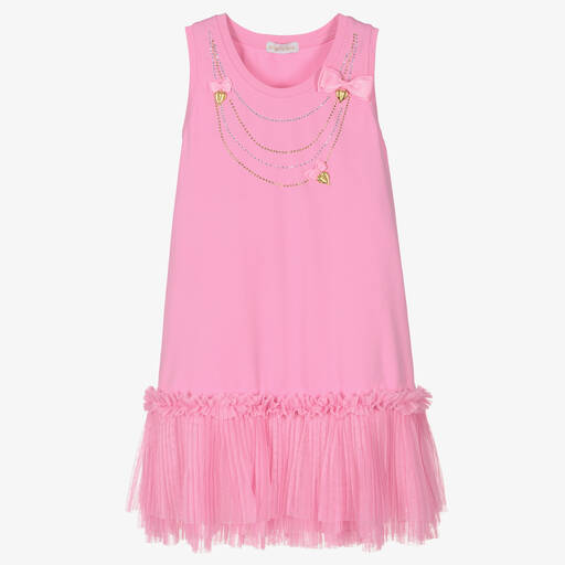 Angel's Face-Rosa Teen Halsketten-Baumwollkleid  | Childrensalon Outlet