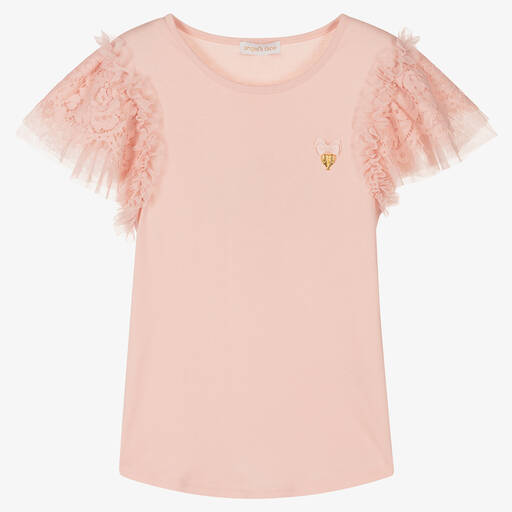 Angel's Face-Розовый топ с кружевными рукавами | Childrensalon Outlet