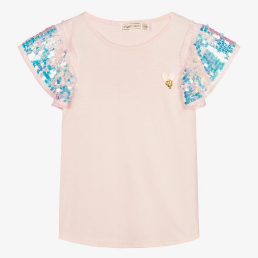 Angel's Face-Teen Girls Pink Sequin T-Shirt | Childrensalon Outlet