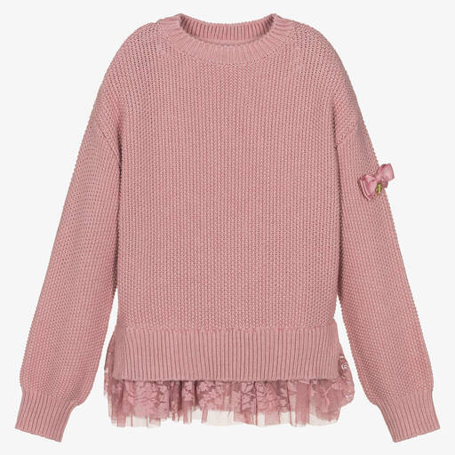 Angel's Face-Teen Girls Pink Tulle & Lace Trim Sweater | Childrensalon Outlet