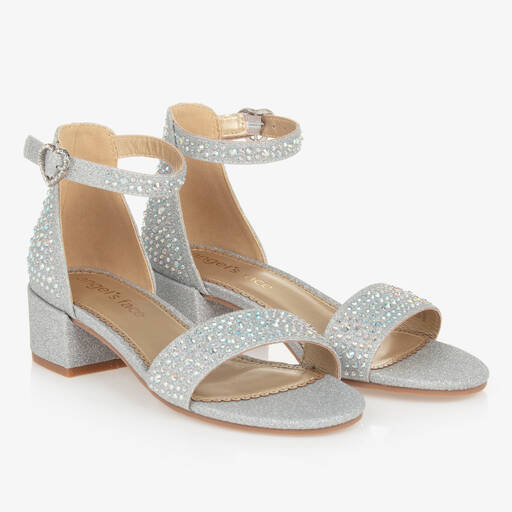 Angel's Face-Teen Girls Silver Diamanté Heeled Sandals | Childrensalon Outlet