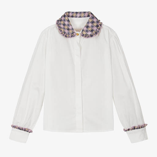 Angel's Face-Teen Girls White & Check Collar Blouse | Childrensalon Outlet