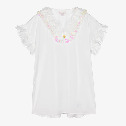 Angel's Face-Teen Girls White Sequin Chiffon Kaftan | Childrensalon Outlet