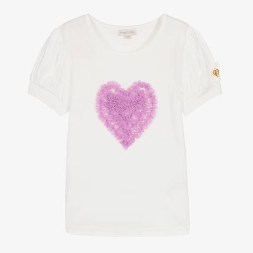 Angel's Face-Weißes Teen T-Shirt mit Tüllherz | Childrensalon Outlet
