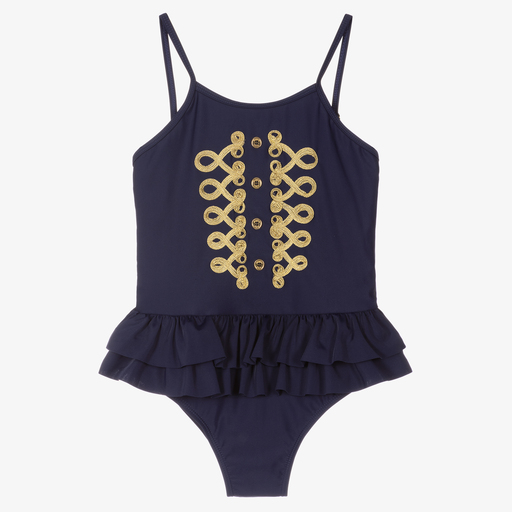 Angel's Face-Teen Navy Blue Frill Swimsuit | Childrensalon Outlet